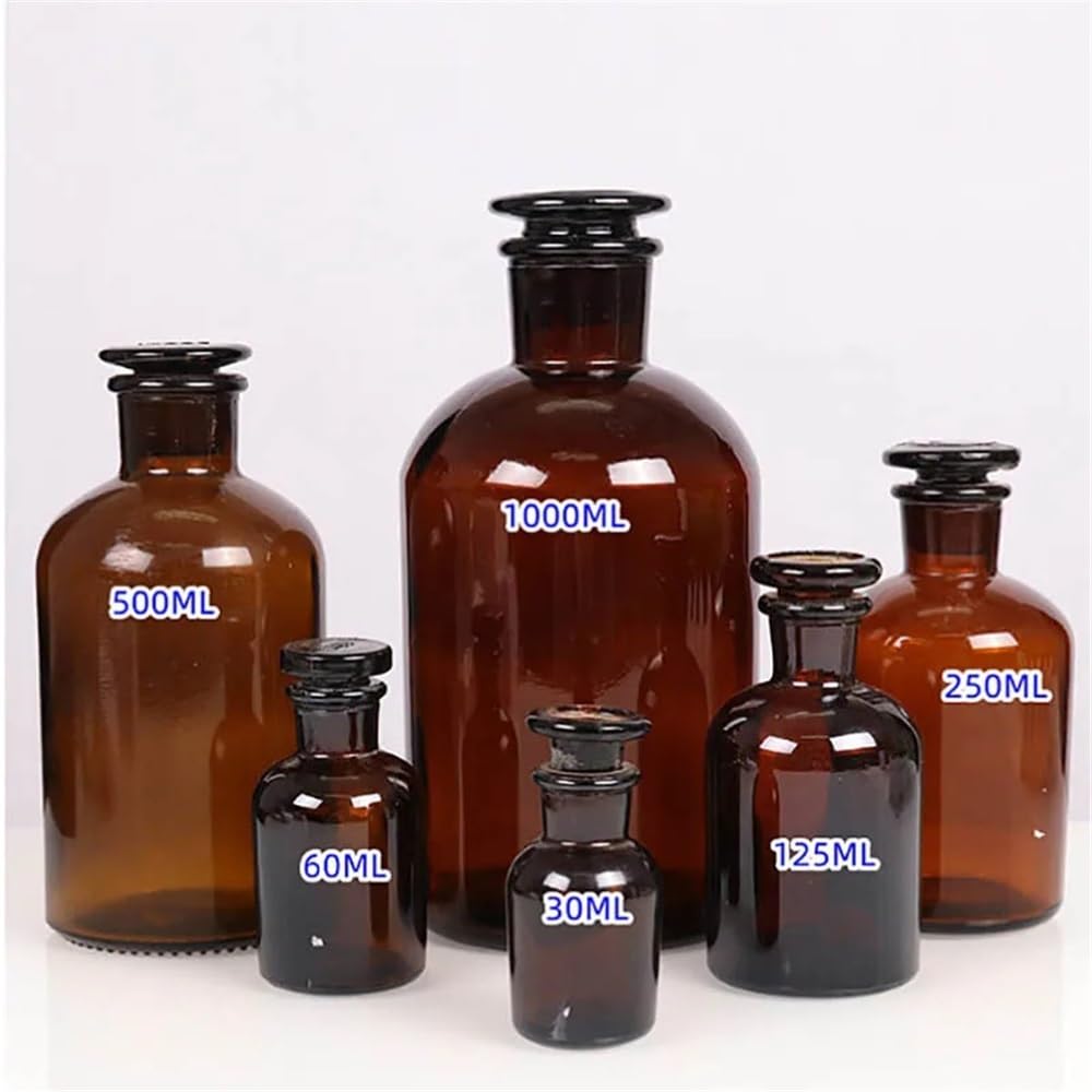 Equipos y suministros de laboratorio Frasco reactivo de laboratorio marrón vidrio alto sin plomo con tapón esmerilado