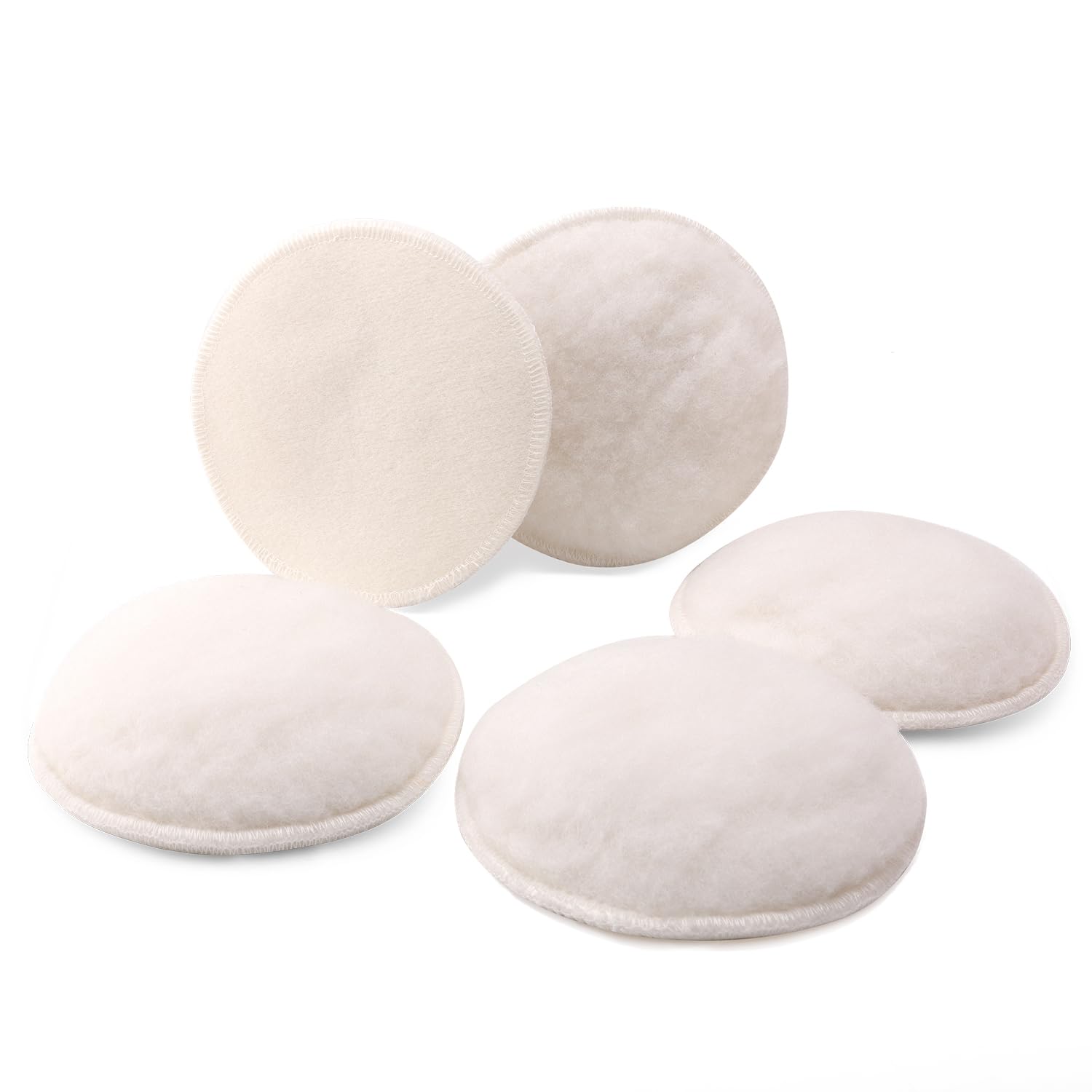 SPTA 150mm Lammwollhaube, 5tlg Polierfell Pad Polierset für Poliermaschine, Wollhaube Polierpad Wollpad Wollpuffer Polierhauben Lammfell für Autopoliermaschinen Exzenterschleifer Poliermaschine