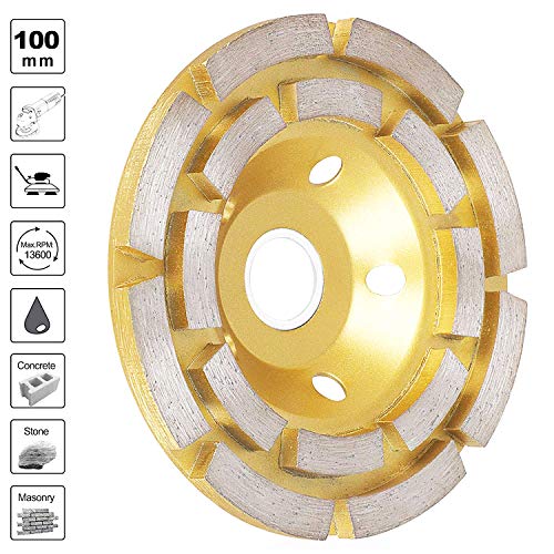Sunjoyco 4" Diamond Cup Grinding Wheel, 12-Segment Heavy Duty Turbo Row Concrete Grinding