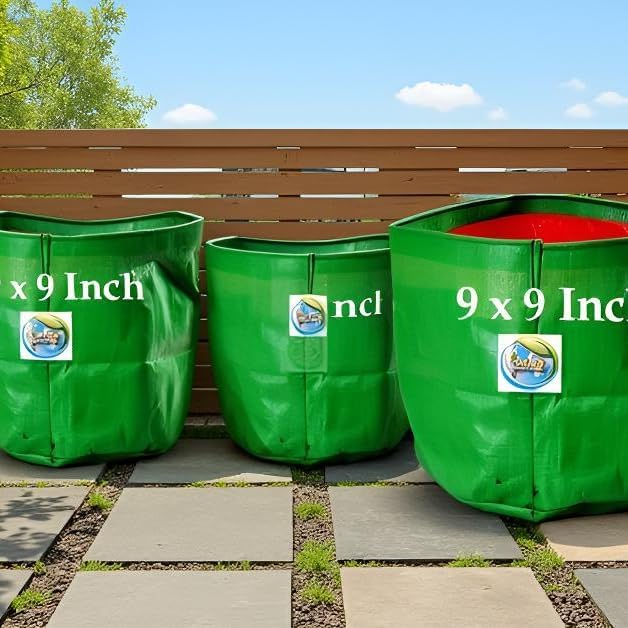 Image of MASHKI 9 inch x 9 inch Garden Green HPDE Growbags, for Home Gardening, Terrace Balcony Gardening Grow Bag (MGB-9X9 1 NOS)
