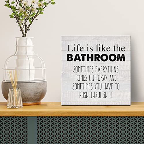 Country Life Is Like The Bathroom Canvas Prints Wall Art Decor Humor Bathroom Restroom Poster Painting Framed Artwork 8 X 8 Inch Home Shelf Wall Decoration Gift #TOP2
