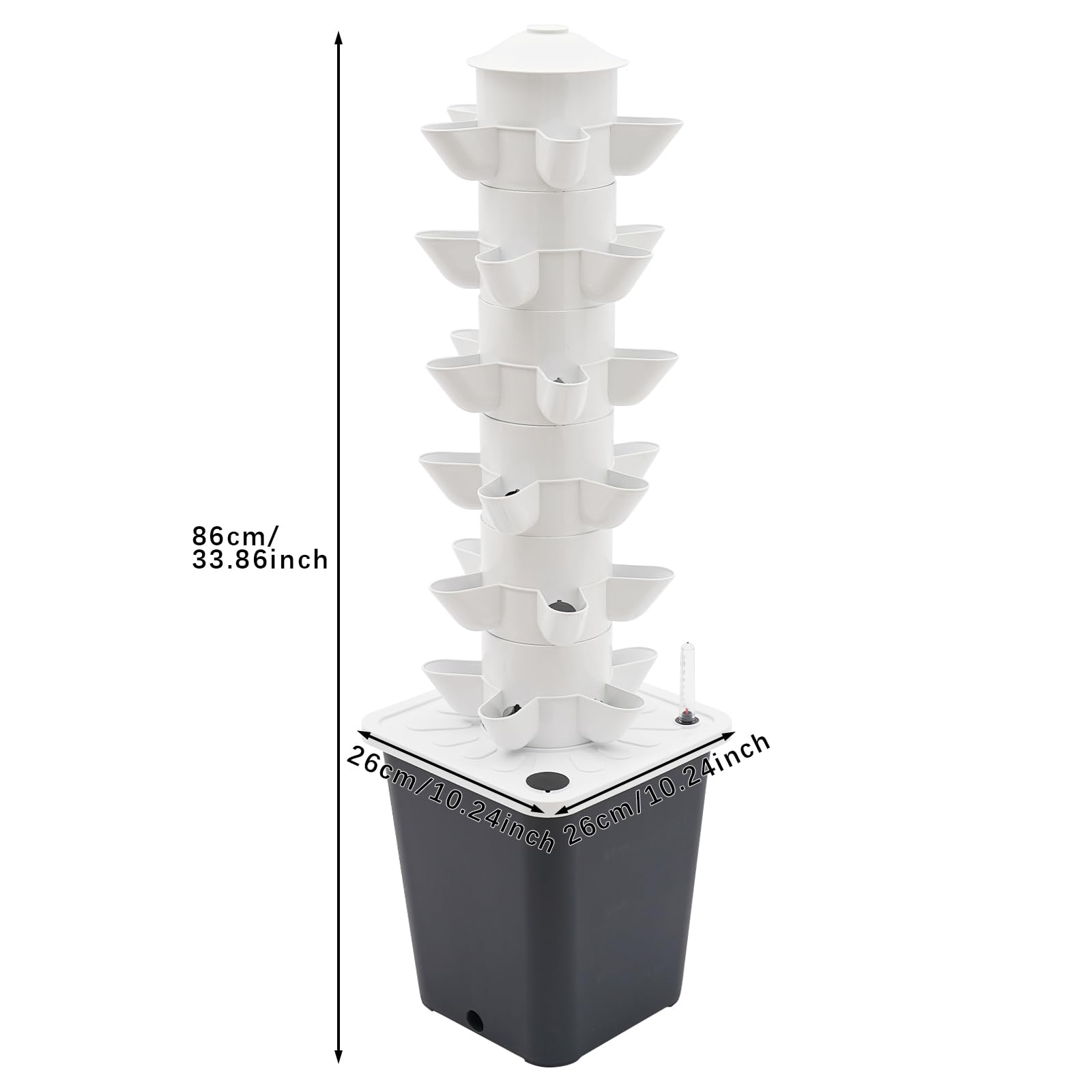 Hydroponic Growing System,30 piante Vertical Idroponica Torre in crescita, sistemi di coltivazione di piante senza suole, sistema di coltivazione idroponica da giardino (bianco + grigio)