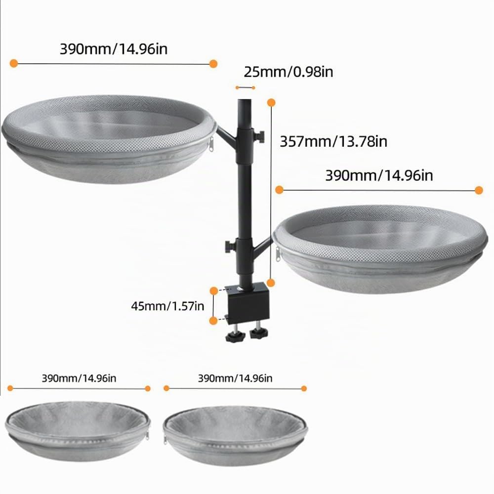 Hamaca para Gato Giratoria 360°, Altura Ajustable, con 4 Fundas Extraíbles y Lavables, Utilizable En Todas Las Estaciones, Cama para Gato (Gris), Capacidad Máxima De 28 Libras