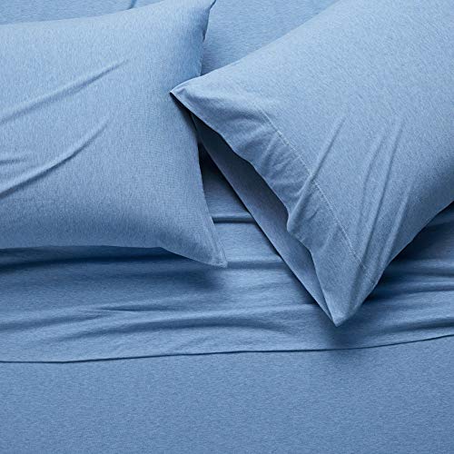 Amazon Basics Bettlaken-Set aus Jersey, für Doppelbetten Queen himmelblau - Image 3