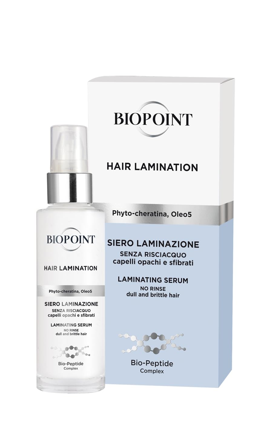 Biopoint Hair Lamination Serum for Damaged and Damaged Hair, Repairs Hair and Moisturises, Softness and Shine, 50 ml