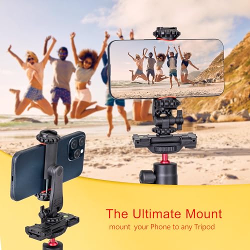 Zeadio Smartphone statief mount adapter, mobiele telefoon statief houder klem met drievoudige koude schoen mount voor alle iPhone en Android Smartphones Licht microfoon etc - Afbeelding 3
