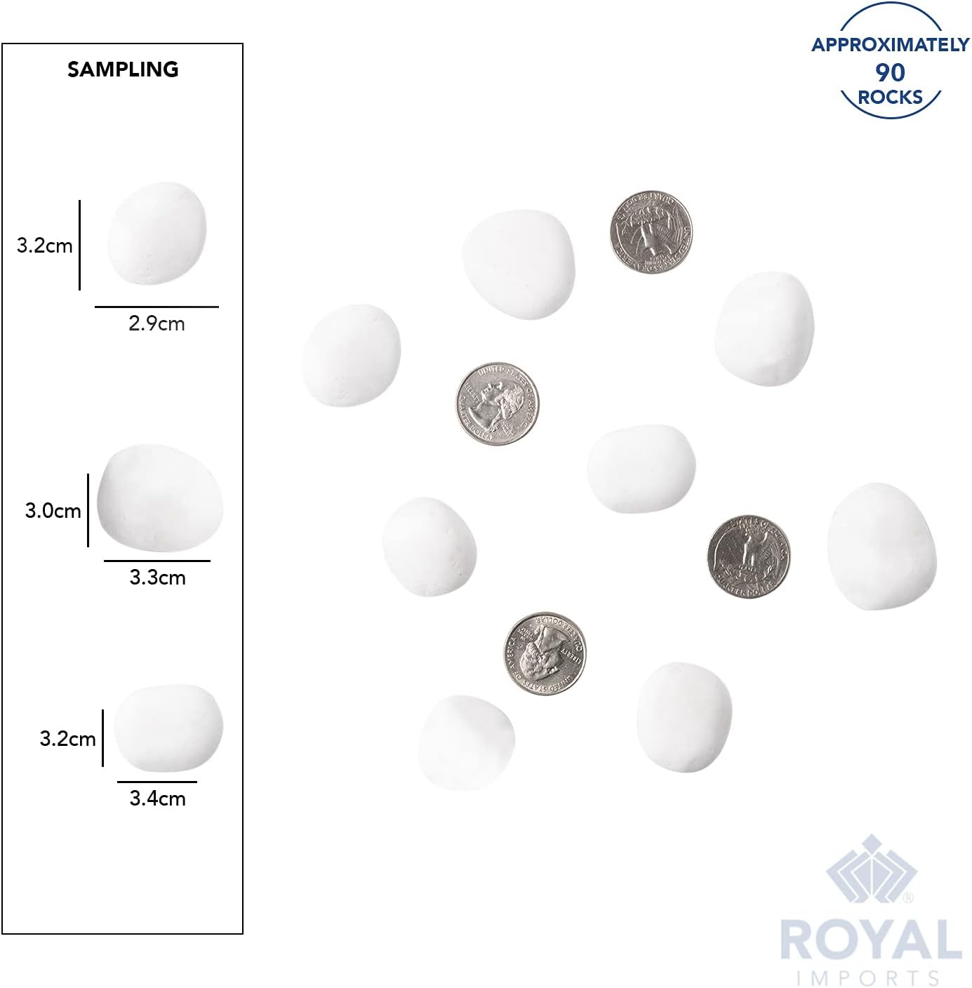 Royal Imports 5LBS River Rocks Decorative Ornamental Pebbles, Garden Landscaping Stones, Natural Gravel Filler for Plants, Vases, Succulents, Home Decor, Arts, Crafting, Animal Habitat - Large White : Patio, Lawn & Garden