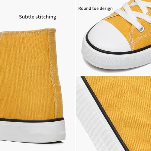 Image of yageyan Mens High Top Canvas Sneakers Fashion Lace up Walking Shoes Casual Classic(green13) Yellow