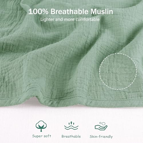 Image of Hooyax 2-in-1 Baby Car Seat Cover & Nursing Cover, 100% Muslin Cotton, Breathable Car Seat Canopy and Privacy Breastfeeding Cover, Green