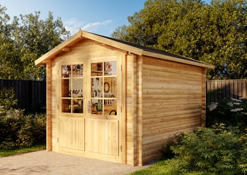 Alpholz Gartenhaus Bremen-28 B aus Massiv-Holz, Gerätehaus mit 28 mm...