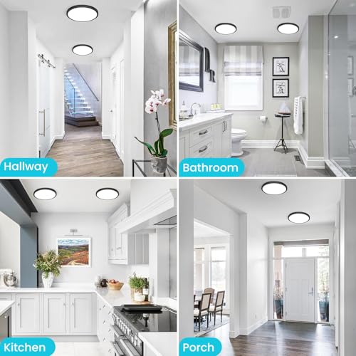 Image of libtit 7 Inch Oil Rubbed Bronze Flush Mount Ceiling Light, 15W Ceiling Light Fixture,3000K /4000K /6500K Color Selectable,Ultra-Thin Round Ceiling Lighting Fixture for Bedroom Kitchen Pantry Basement