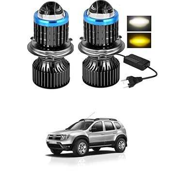Universal 100W H4 Fitting Led Headlight Lens Projector Bulb | White and Yellow | High and Low Beam | With Cooling Fan For All Bikes And Cars Comfortable With Dus-ter