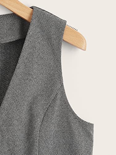 Shein Women's Sleeveless Vest Crop Blazer Vests Casual Single Breasted Coat Jacket Dark Grey Medium #TOP2