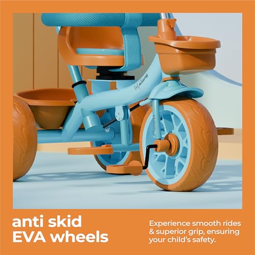 Image of Lifelong Kids Parental Control Tricycle with Canopy,Harness,EVA Wheels, Bell & Storage Basket|Baby Trike|Age Group 1 Years to 4 Years Carrying Capacity Upto 25 kg (Green /Tan)