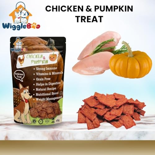 Image of Chicken & Pumpkin Dog Treat | Travel Pack |Protein Rich | Natural De-wormer | for All Dog Breed | Crunchy Snack | 45g