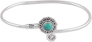 Green Onyx and Sterling Silver Cuff Bracelet from India,"Green Burst", Cuff Jewelry, Sterling Silver Jewelry, Silver Jewelry, Onyx Jewelry, Birthstone Jewelry, Jewelry