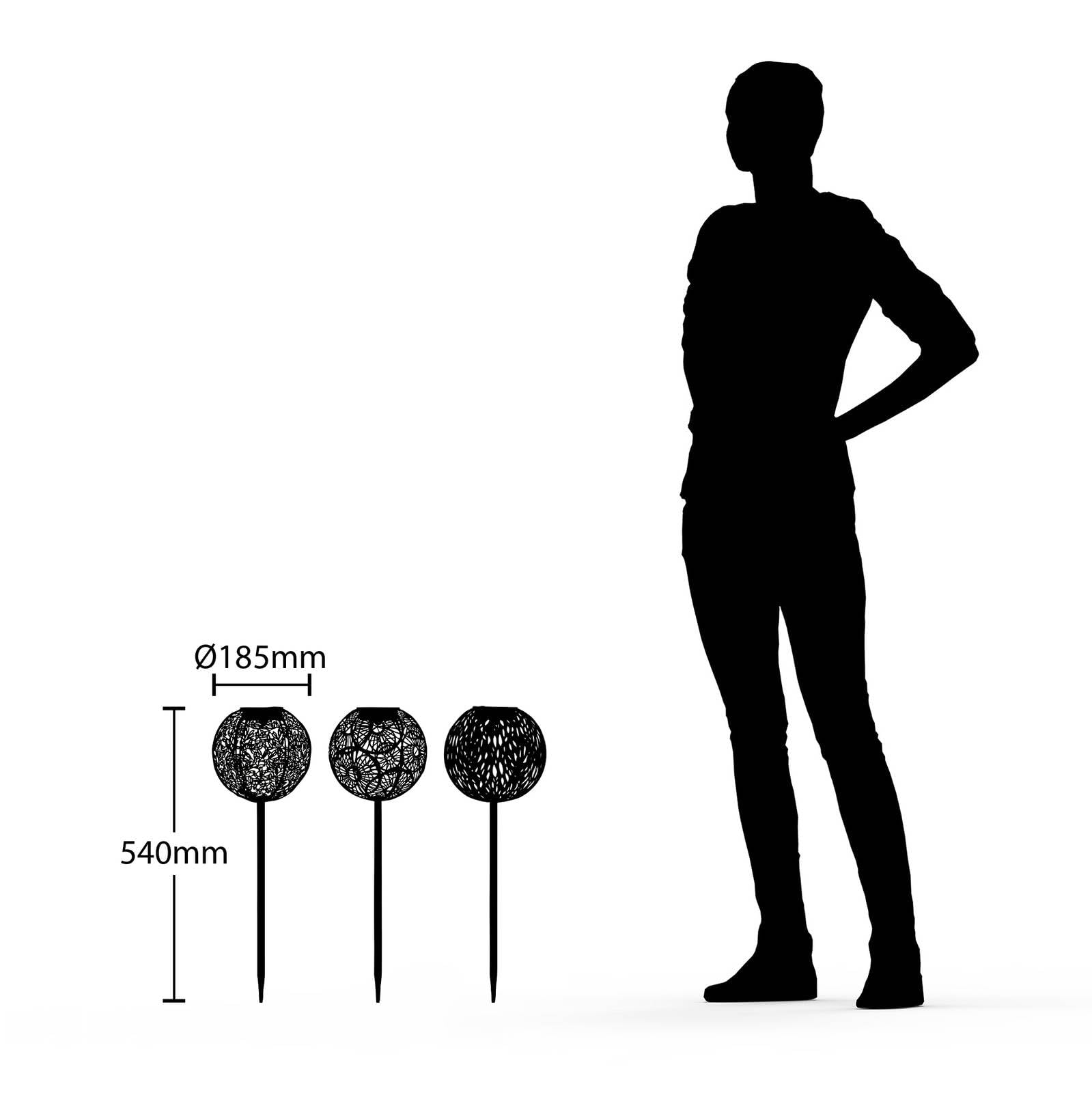 Lindby 3er Set LED Solarleuchte Vilani (spritzwassergeschützt in Alu aus Metall (3 flammig,) - Dekorationsleuchte Solarlampe