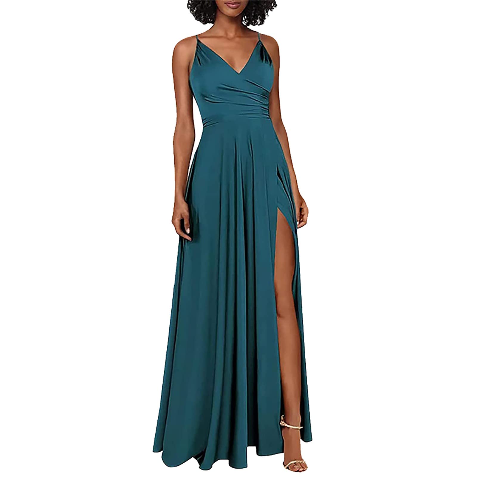Generic Vestidos Sexy Vestido de Fiesta con Tirantes y Escote en V Profundo para Mujer Trajes De Fiesta