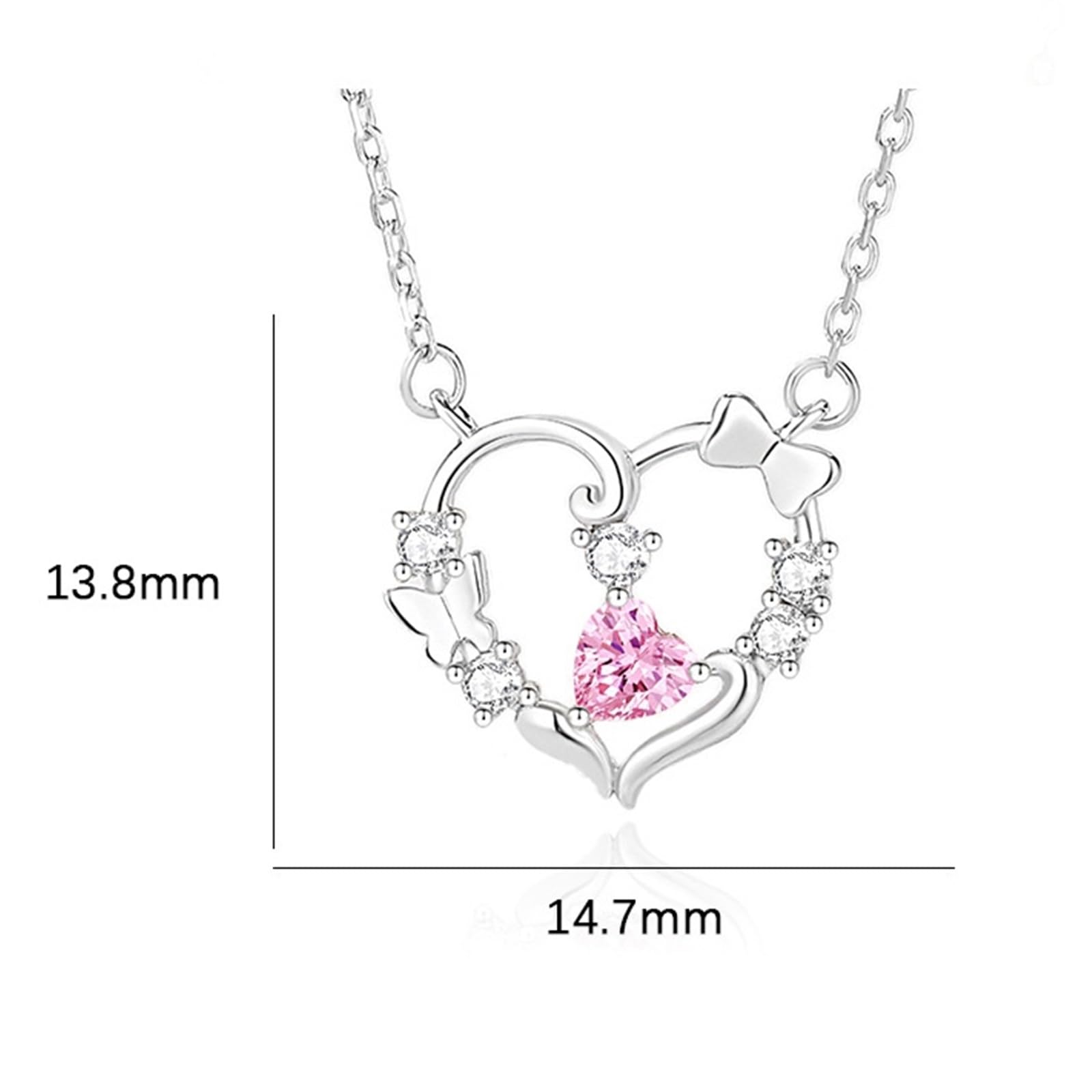 Collares de mariposa para mujer con corona de mariposa de corazón de zafiro creado y moissanita, collar con colgante de corazón para el día de San Valentín