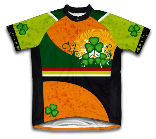ScudoPro St. Patrick's Day Lucky Leaf Short Sleeve Cycling Jersey for Women - Size XL Orange