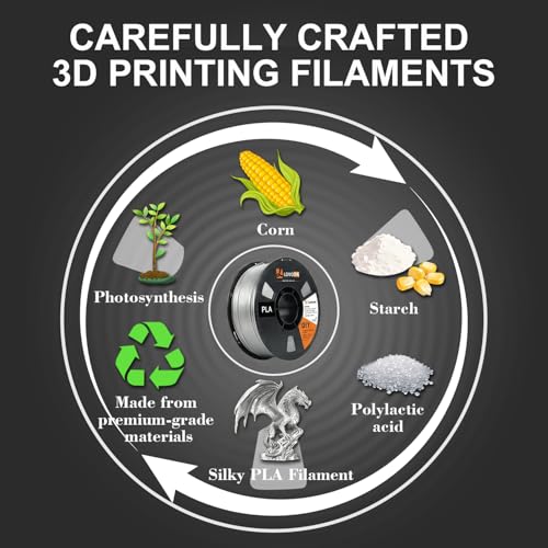 Image of LOVOON Silk PLA Filament 1.75mm Silver Grey 1KG, 3D Printer Filament Dimensional Accuracy + /- 0.02mm, 1kg Carboard Spool (2.2lbs) 3D Printing Filament Fits for Most FDM 3D Printers