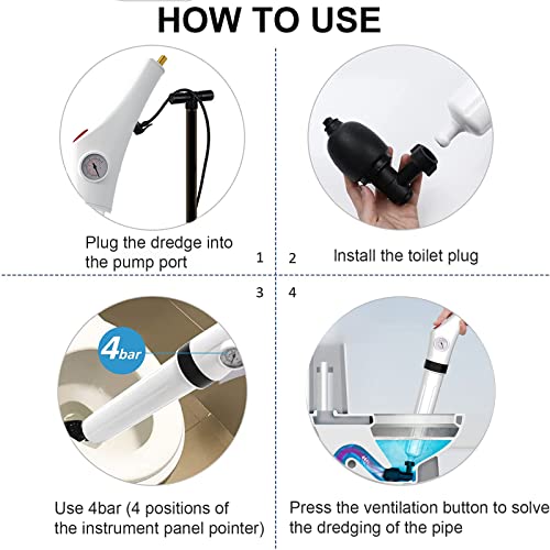 Opblaasbare toiletplunjer, multifunctionele toiletzuiger, toiletplunjer ontstopper met 3 plunjerkoppen en inflator, voor toilet, gootsteen, vloerafvoer, afvoerbassin - Afbeelding 7