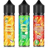 SKIRA Vape Liquid Ohne Nikotin, 3x50ml Shortfill E Zigarette Liquid, 70VG/30PG E liquid Fertig Gemischt, Fruchtige Aromen E Shisha Liquid für alle E Zigarette
