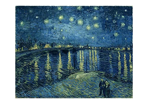 Affiche encadrée Van Gogh Nuit étoilée sur le Rhone format petit mat