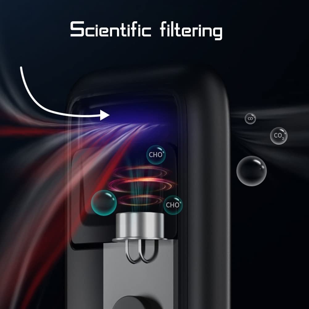Tester alkoholu o wysokiej dokładności alkomat przenośny bezdotykowy tester alkoholu z wydmuchem powietrza cyfrowy ekran wyświetlacza USB akumulator (Grey : Silver)