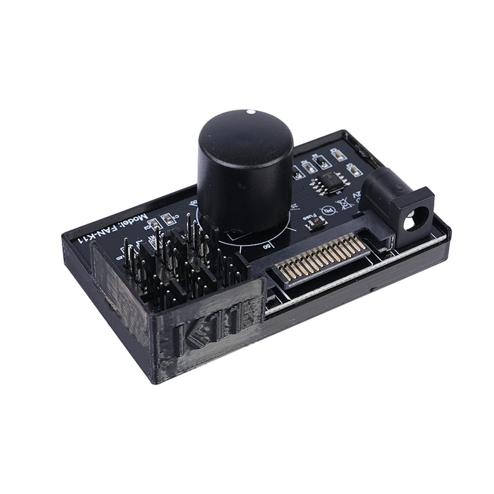 Sarini Regolatore di velocità della Ventola Alimentatore hub Adattatore Ventola per PC 12V 4 Pin PWM con interfaccia SATA per 4 ventole