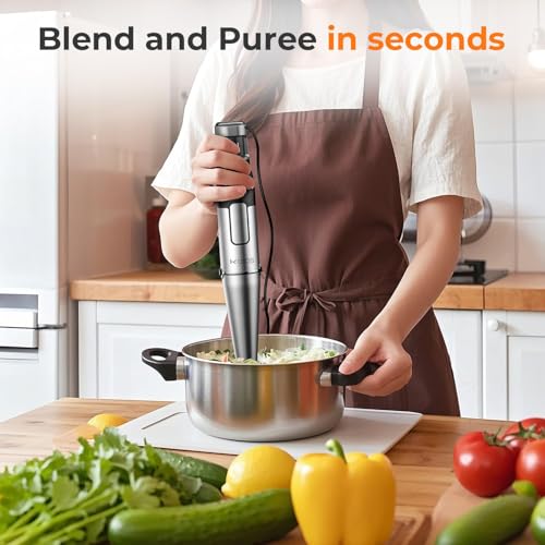 KOIOS Immersion Blender Handheld - Trigger Variable Speed 5-in-1 Immersion Hand Blender 1100W, Anti-Scratch Stainless Steel Shaft, Chopper & Milk Frother, Non-BPA for Soup, Baby Food and Smoothies image 5
