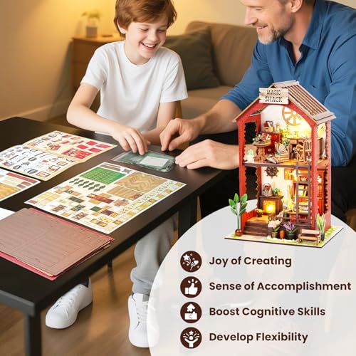 Lycidae Book Nook Kit für Erwachsene DIY Miniature House mit Licht – Ansicht 5