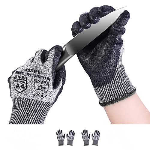 Donfri 2 Pares Guantes Anticorte Nivel 5 Cocina,Guantes de Trabajo PU,Guantes Jardineria,Guantes de Seguridad,Guantes Protectores Mechanix(XL)