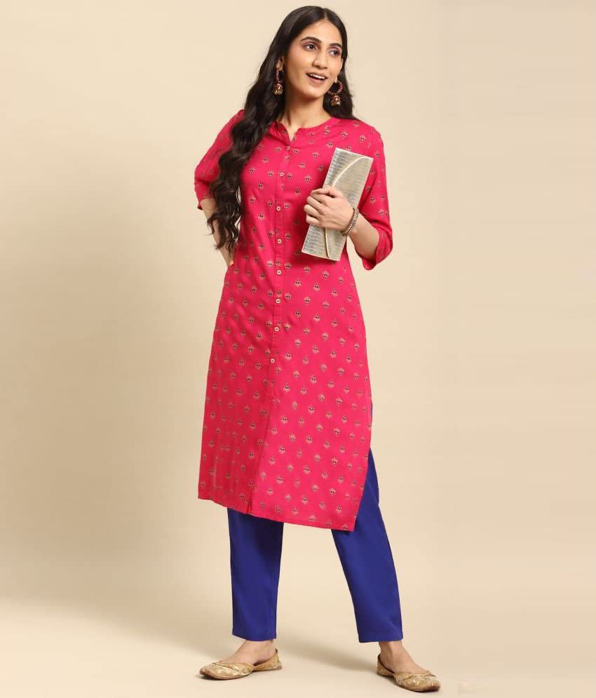 Image of rangita Women Rayon Solid Ankle Length Straight Pant