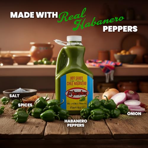 Image of El Yucateco Green Habanero Hot Sauce, Authentic Mexican Chile Habanero Sauce, 8 fl oz (240 ml), Gluten Free (Half Gallon)