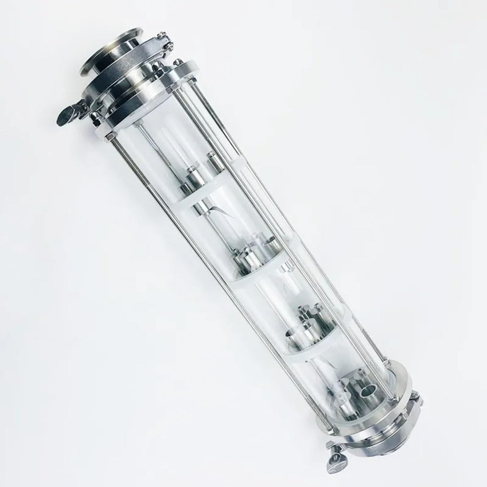 Colonna Di Distillazione, Colonna Di Distillazione OD91 Da 3" (76 Mm) Con 4 Piastre A Bolle In Acciaio Inossidabile 304 For Distillazione, Colonna Di Rettifica In Vetro A 4 Strati Argento(SET 2)