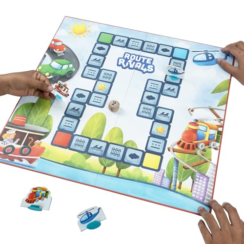 Route Rivals: Juego de mesa para 2-4 jugadores, edades 4-99, con tablero y fichas de vehículos miniatura 3