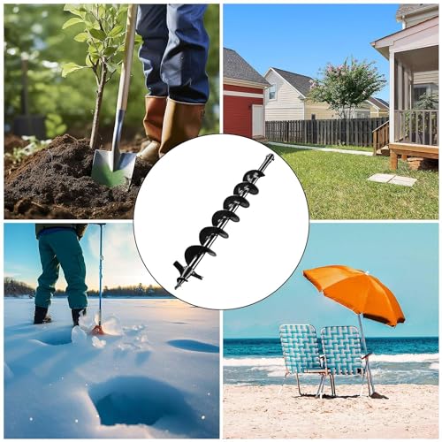 Grondboorboor voor op gas werkende paalhekgatgravers 31,5" diep 4" tuingrond spiraalboor voor paalgatgraver bollenbedden graven plant snelle planter (4") - Afbeelding 3