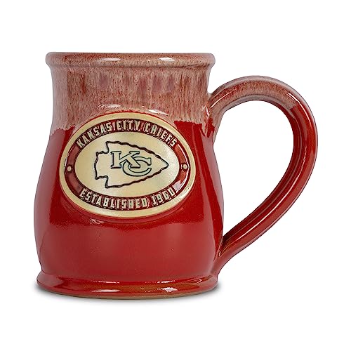 Greater Distance NFL Football Kansas City Chiefs 14 oz Two-Tone Tall Belly Mug, Handmade Large Ceramic Coffee Mug With Team Logo for True Fans, Premium Deneen Pottery Made in USA