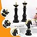 EMVANV 3pcs Small Chess Statue Decor Set, Resin Figurine Chess Piece King + Queen + Knight Set for Office, Home, Study (Black)