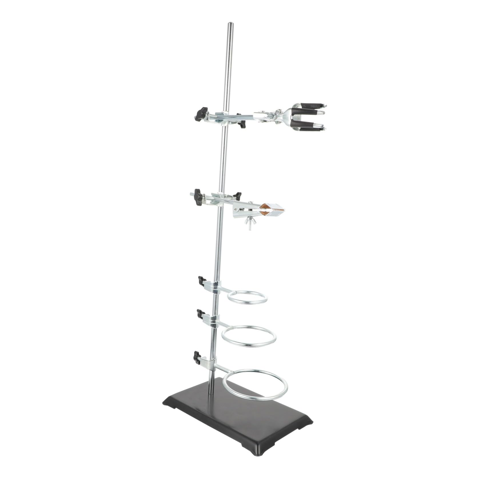 Cabilock Soporte de Laboratorio de Hierro Base Estable y Altura Ajustable, 60cm Poste y 6 Tipos de Abrazaderas para Experimentos Químicos
