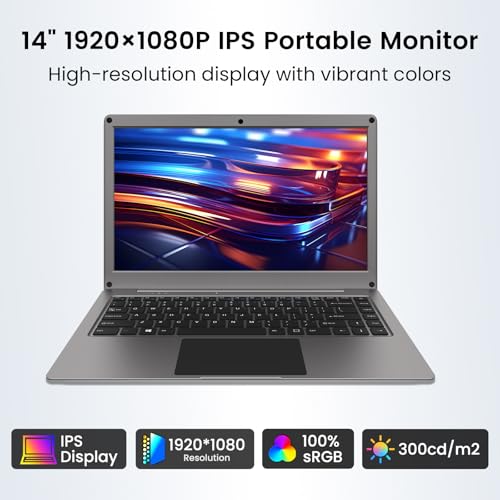Image of ELECROW Portable Monitor with Keyboard, 14 Inch Lapdock Display with Built-in Battery & RPi5 Adapter, 1080P FHD IPS USB C Computer Monitors Compatible with Raspberry Pi, PC, Phone, Mac, Game Console