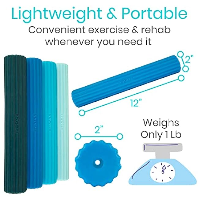 Vive Flex Therapy Bar for Tennis Elbow Relief (4 Pack) - Physical Therapy Aid to Improve Tendonitis & Grip Strength - Resistance for Golfers, Hand, Epicondylitis - Strengthens Wrists & Forearm