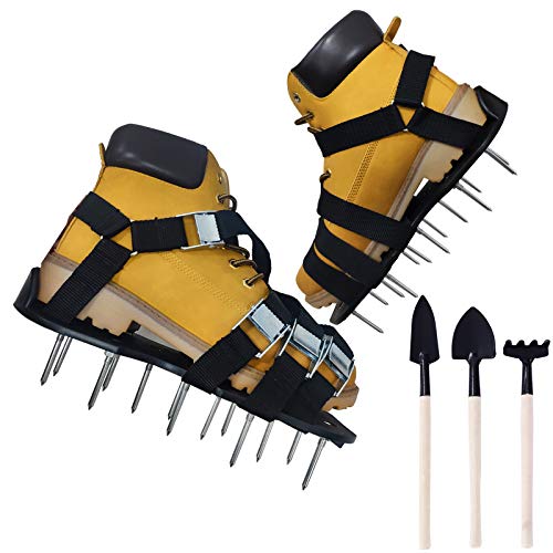 Oiuros Lawn Aerator Shoes, Easiest to USE Lawn Aerator Sandal, Heavy Duty Spiked Sandals for Aerating Your Lawn or Yard