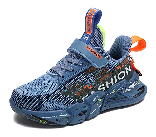 SMajong Zapatillas de Deporte Niñas Niños Sneakers Transpirable Zapatos de Correr Ligero Calzado Casuales Azul 33 EU Cover