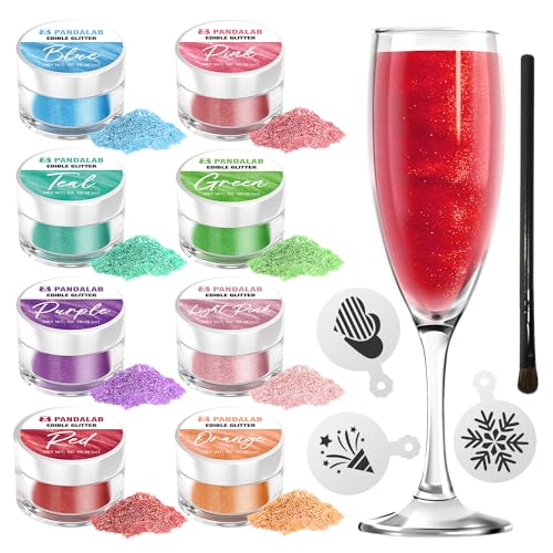 Edible Glitter - Food Grade Edible Luster Dust for Drinks, Dessert Decorating Shimmering Glitter for Baking, Cake, Fondant, Chocolate, Candy, Icing (0.18oz/5g each)