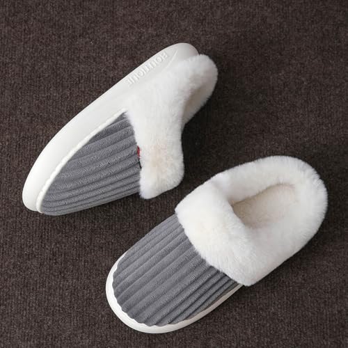 Cute Slippers for Women, Warm Memory Foam Fluffy Fuzzy House Slippers Anti-Slip Winter Indoor and Outdoor Home Shoes4