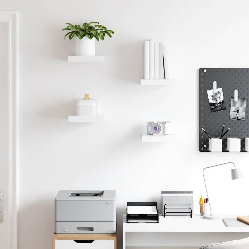 SYDE Estantes Flotantes de Pared 4 uds MDF Blanco 23x23,5x3,8 cm