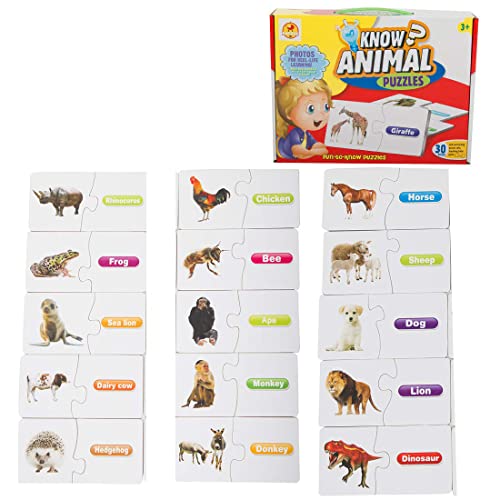 Image of Baybee 30-Piece Animal Puzzle for Kids | Fun Self-Correcting Word & Counting Puzzle Game | Educational Toy & Birthday Gift for 3+ Year Old Boys and Girls