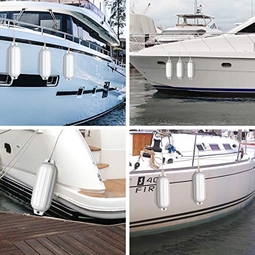 Goplus® 4 Ribbed Marine Boat Fender Vinyl Bumper Dock Shield(White, 8.5" X 27")